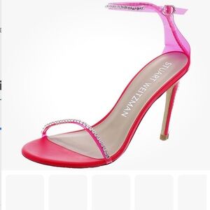 NEW Stuart Weitzman Nudistglam Hot Pink Rhinestone sandals